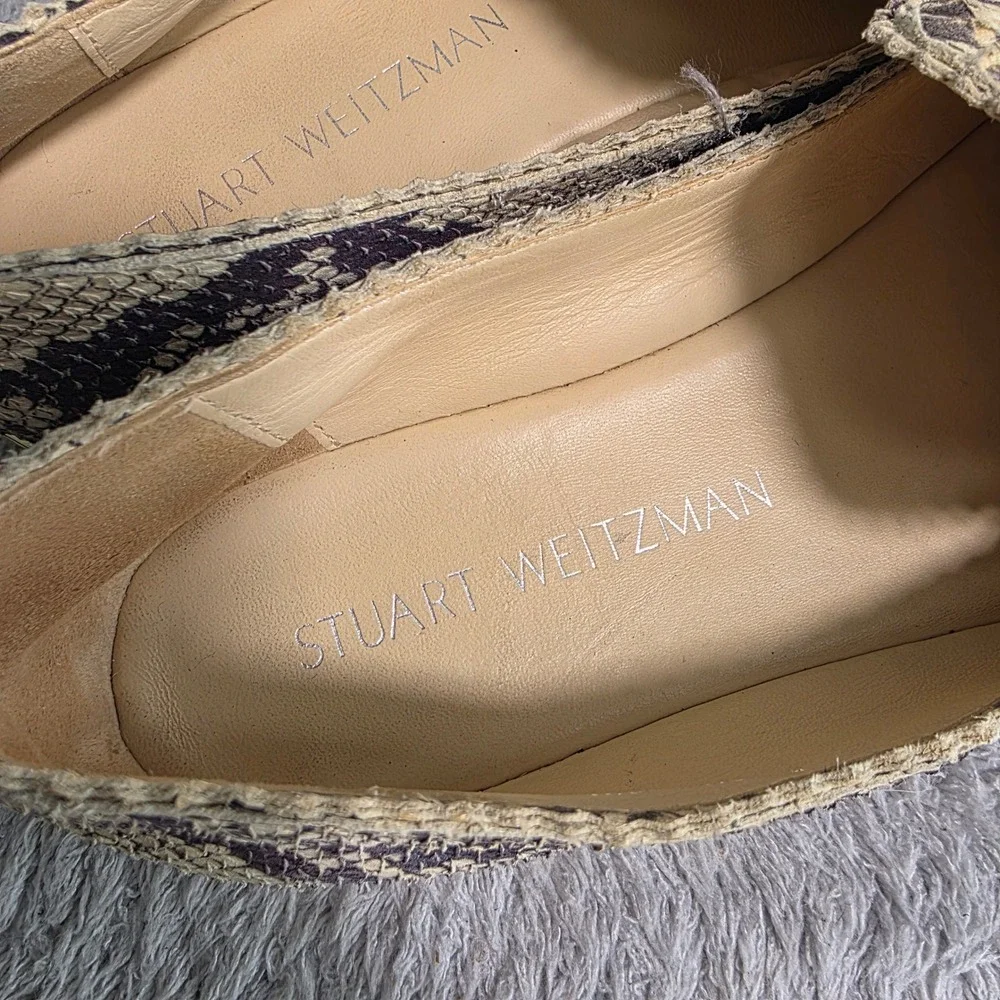 Stuart Weitzman‎ Espadrille Loafer Snakeskin Embossed Leather Women 7.5 M